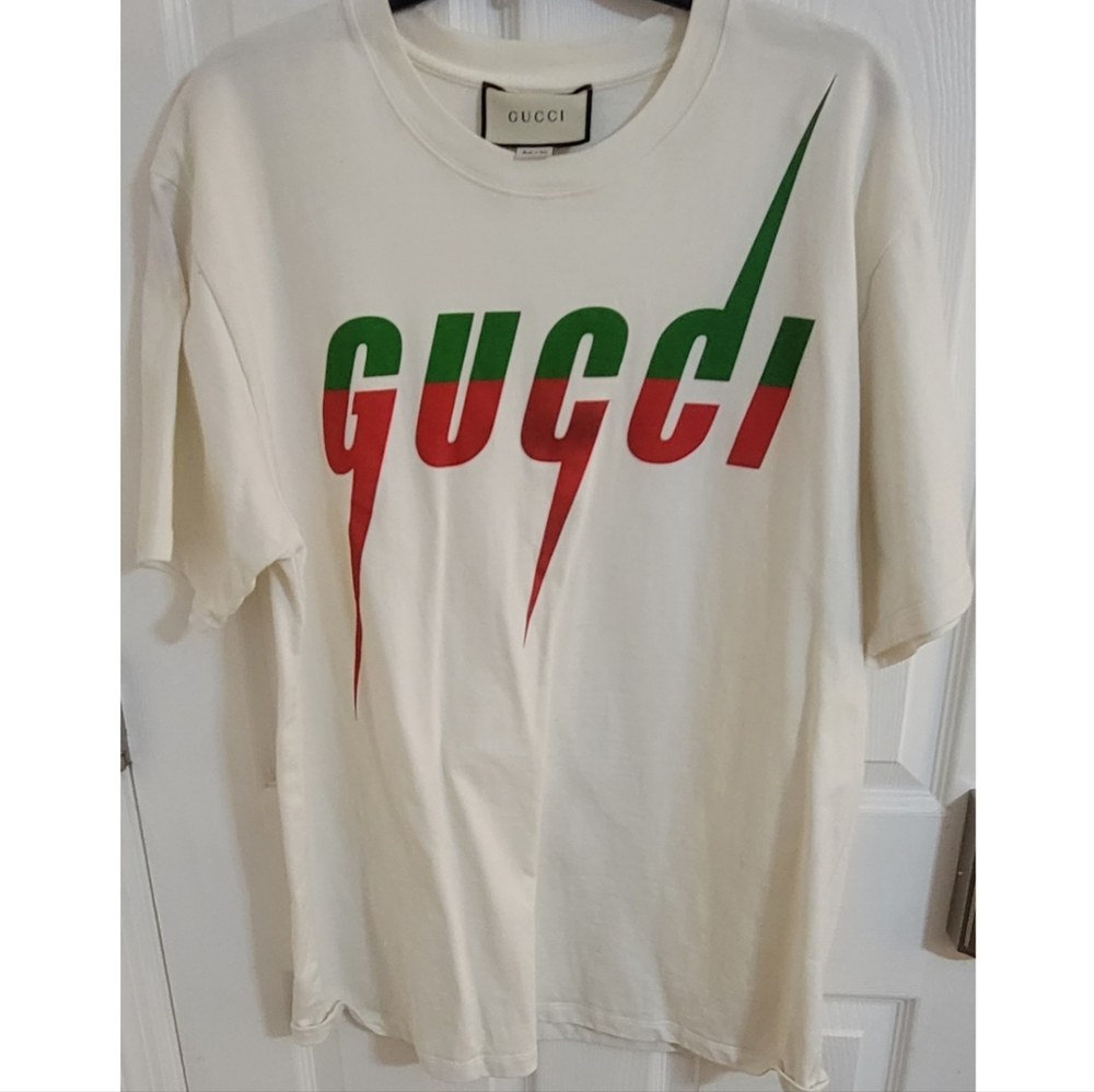 Gucci Blade print Tshirt XL Cream, Red, Green